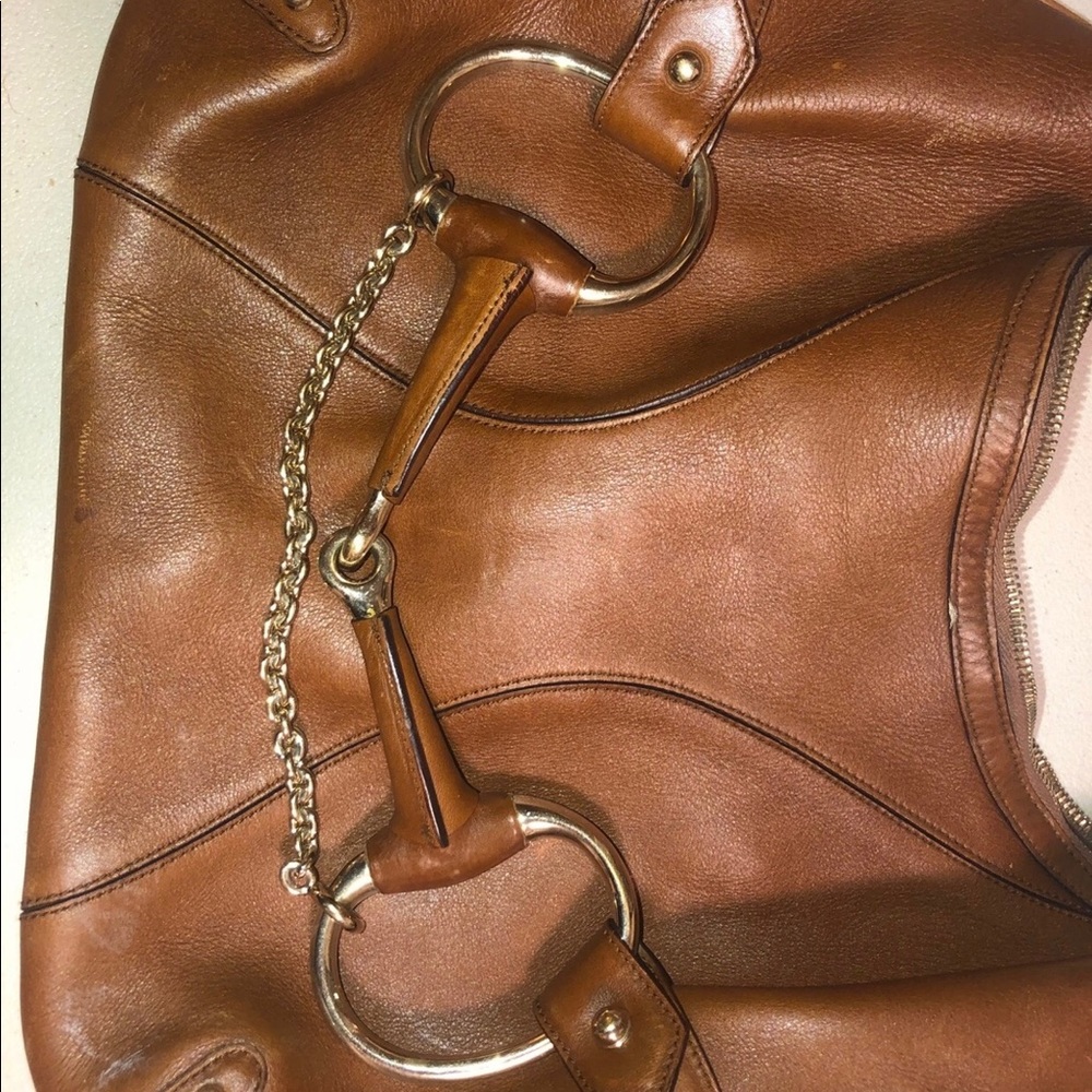!!AUTHENTIC!! GUCCI "horsebit heratige" brown leather hobo bag - Picture 3 of 5